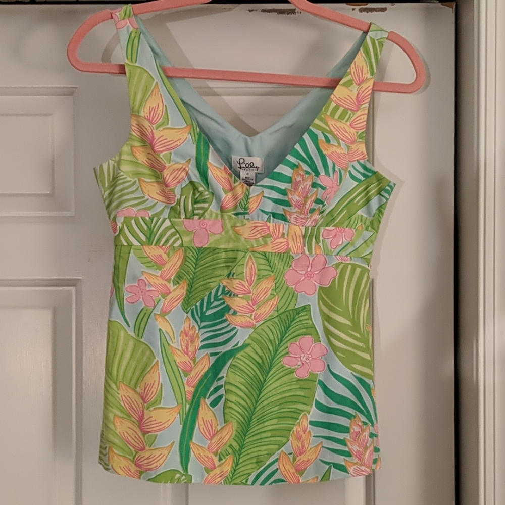 Lilly Pulitzer Tropical Palm and Floral Top